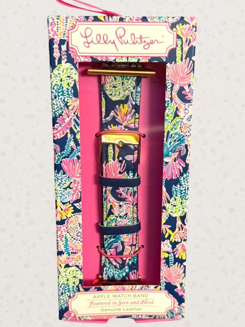 Lilly Pulitzer Seen and Herd Genuine Leather Apple Watch Band Fits 38mm 40mm